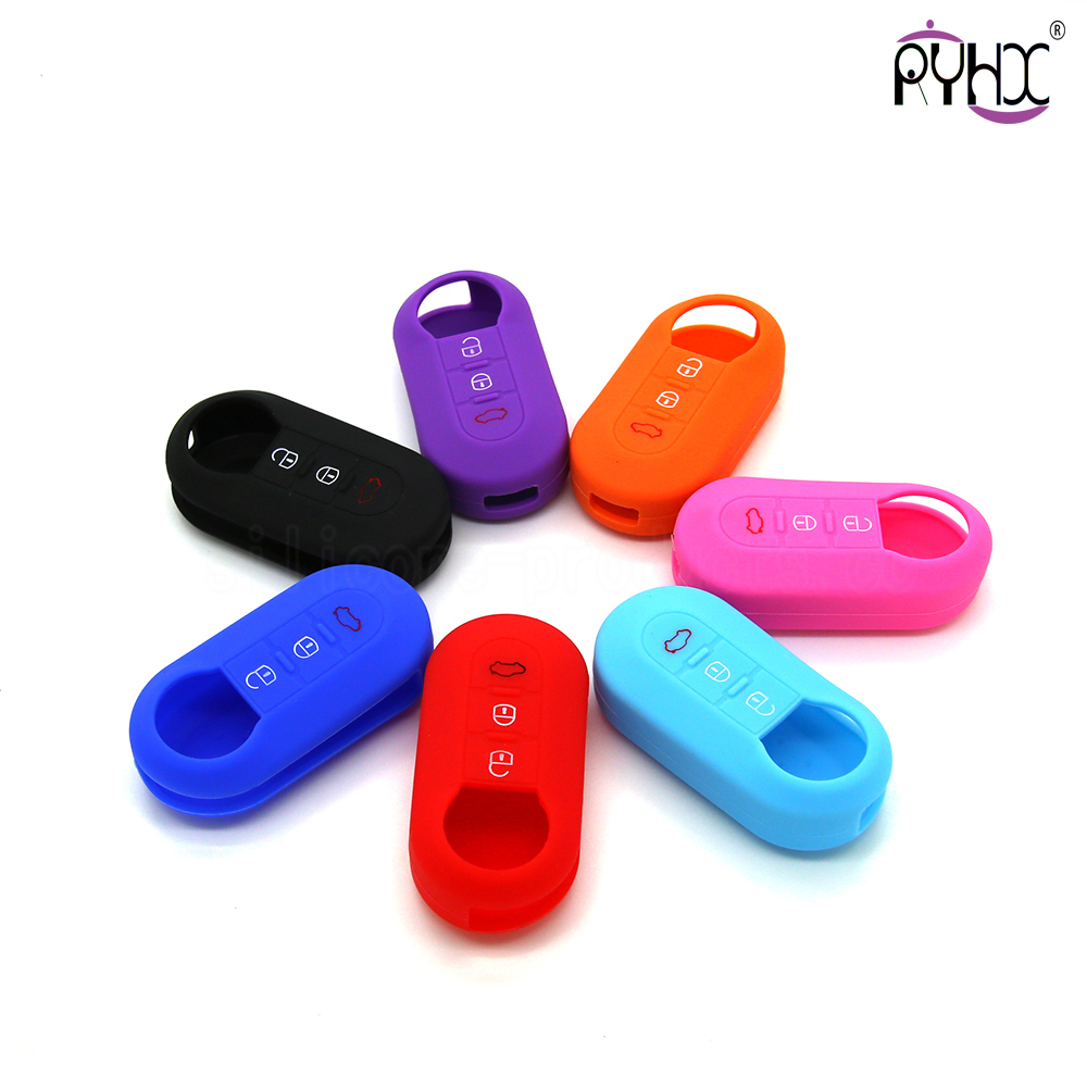 Fiat silicone car key casing, silicone material key cover, car key protective protector, colorful car key casing for Fiat