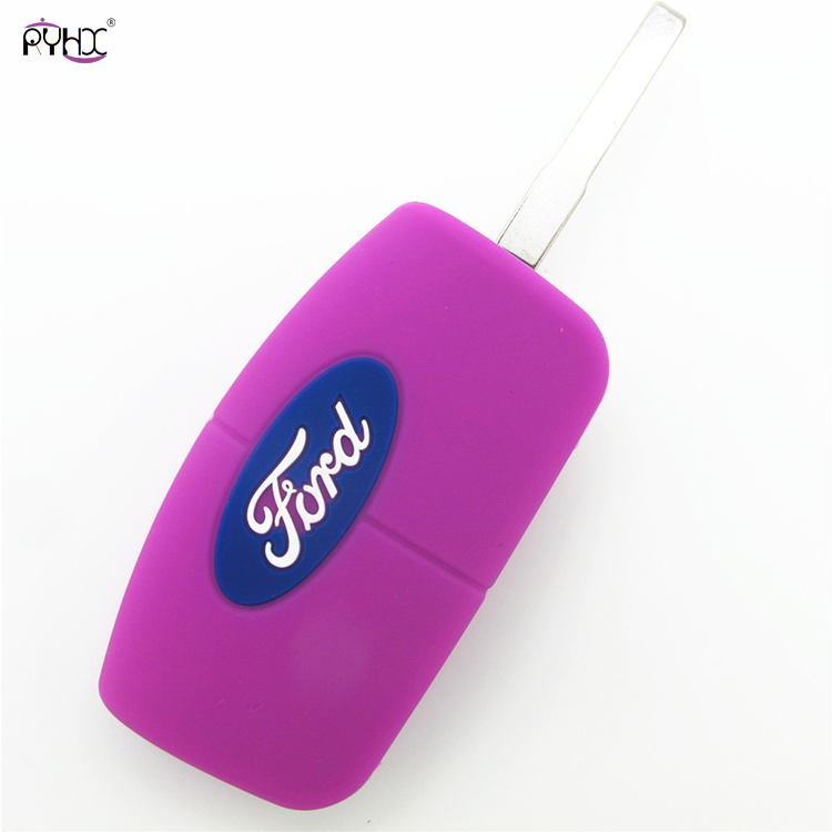 Online wholesale pink Ford Focus silicone key cover,3 button.