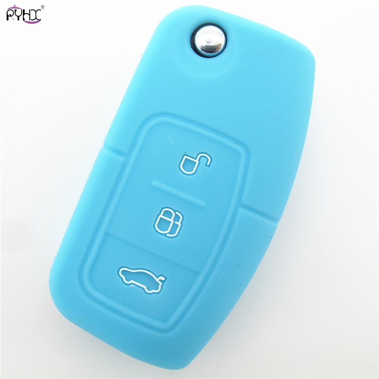 Online wholesale sky-blue Ford Focus silicone key cover,3 button.