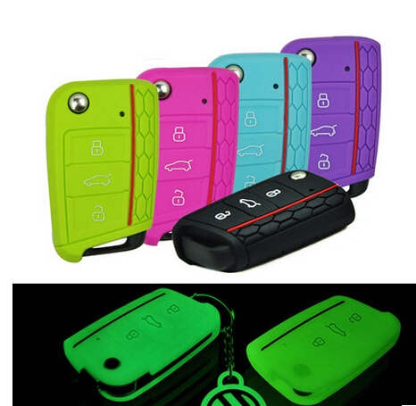 Golf 7 Silicone Key Cover Protector Case Shell  For VW Gti MK7 3-Button Flip Remote Fob​-Skoda Octavia A7/Seat Leon.