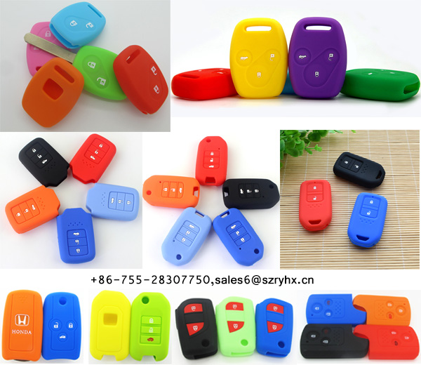 Honda Key Fob Cover -Colorful silicone key cover for Honda Accord City Civic CRV Pilot Ridgeline Odeysey Crosstour Fit Jazz Jade Crider car key here