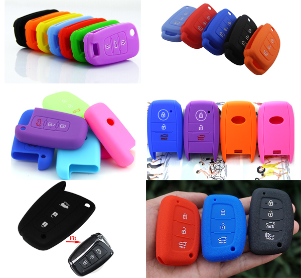 Hyundai Key Fob Cover -Colorful silicone key cover for Hyundai 2 button_3 button_4 button car key here