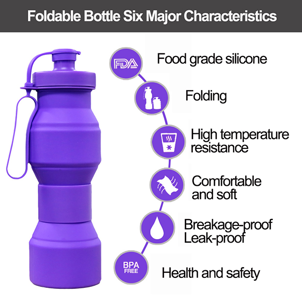 ODM/OEM silicone water bottle,BPA free,Portable, Reusable.