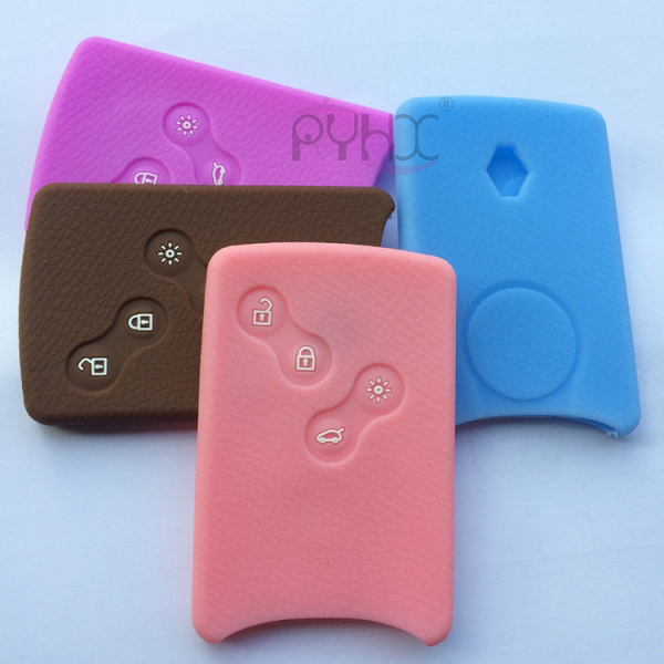 Wholesale high quality silicone rubber keyless remote covers case protector skin for 4 button Renault Laguna Megane Koleos.
