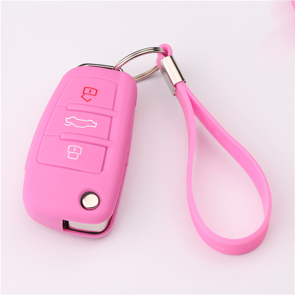 Pink Audi A1 silicone key protector with keychain Pink Audi A1 silicone key protector with keychain