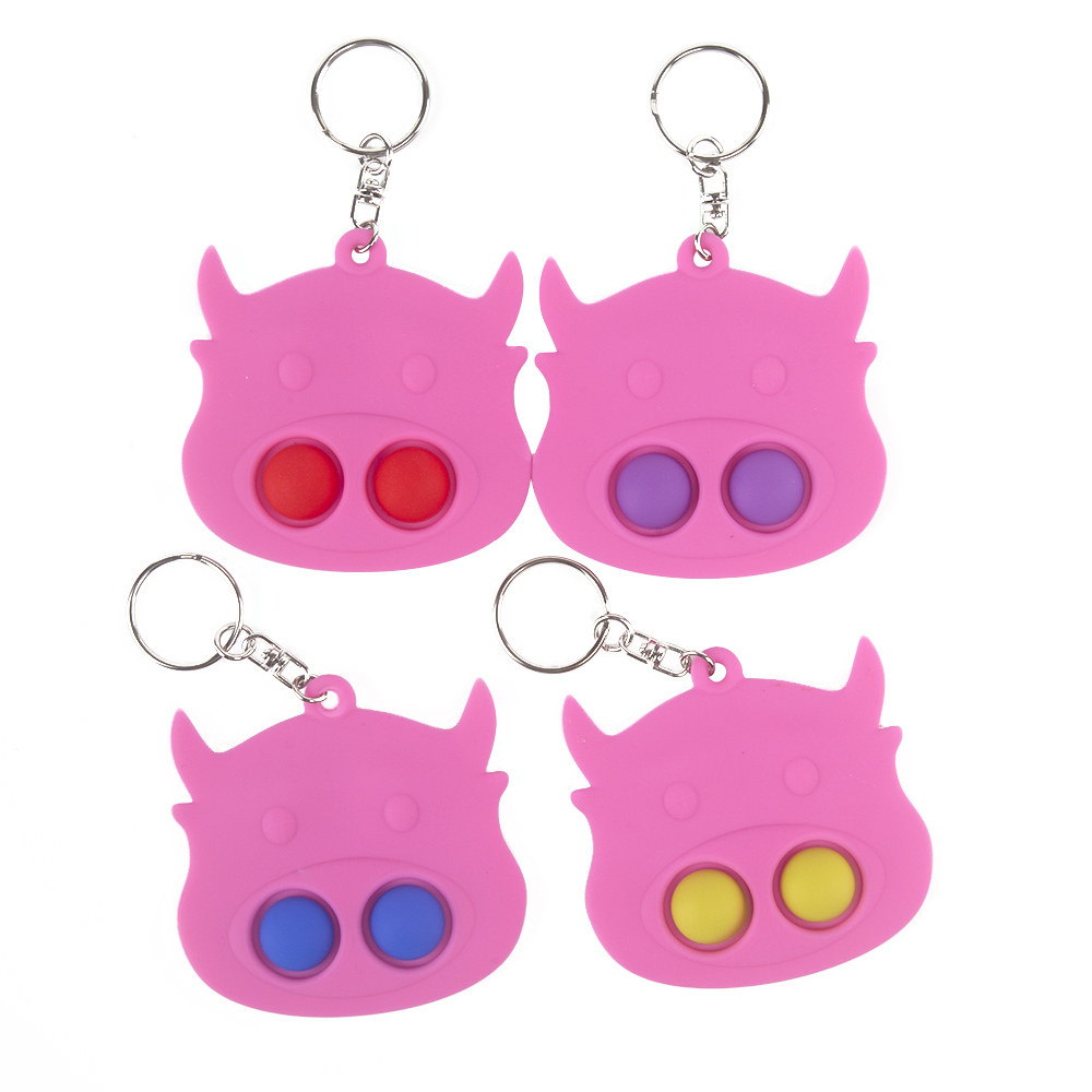 Good-looking Comfortable Bull Style Silicone Stress Relief Toy with Keychain