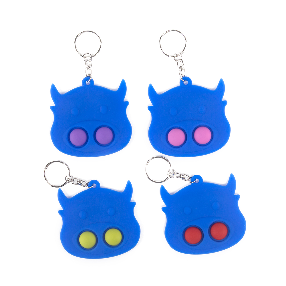 Good-looking Comfortable Bull Style Silicone Stress Relief Toy with Keychain