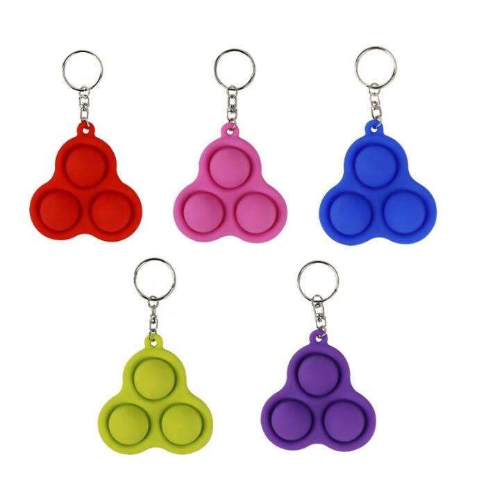 Silicone Simple Dimple Keychain Ring Pendant Sensory Fidget Toy Stress Relief Hand Toys 